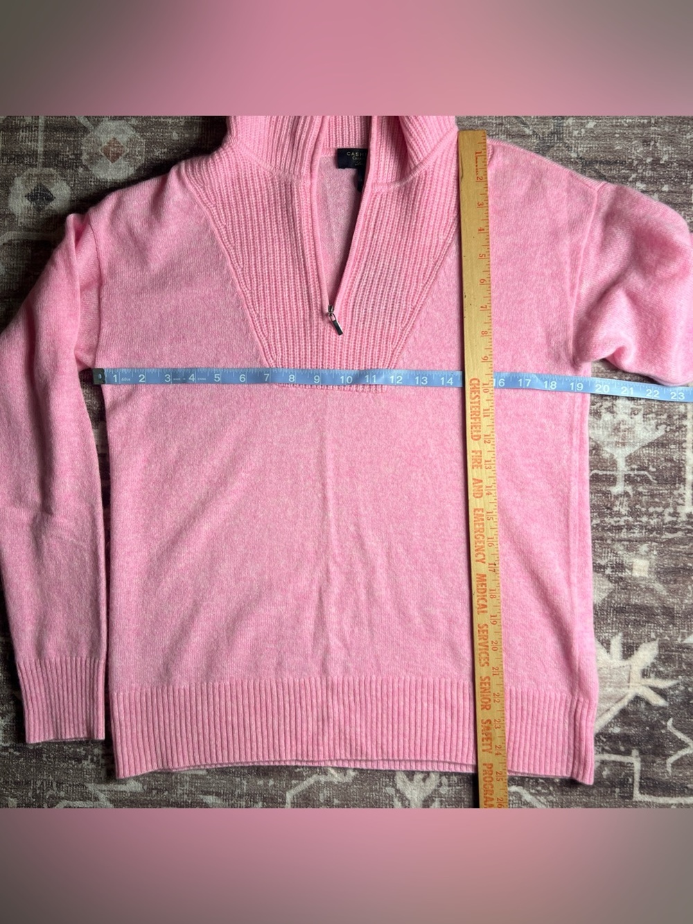 Charter Club Women Bubblegum Heather Pink 100% Cashmere Quarter-Zip Sweater|Sz:S - Picture 6 of 16
